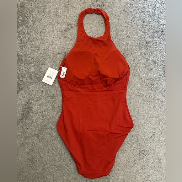 The Luzon One Piece Andie Swim Red Orange Halter Neck Swim Suit - Picture 5 of 6